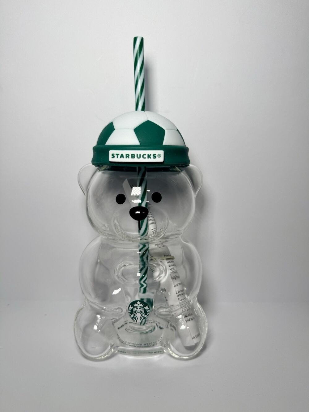 Starbucks FOOTBALL FUTBOL SOCCER BEARISTA 20oz Glass Cold Cup AUTHENTIC NWT